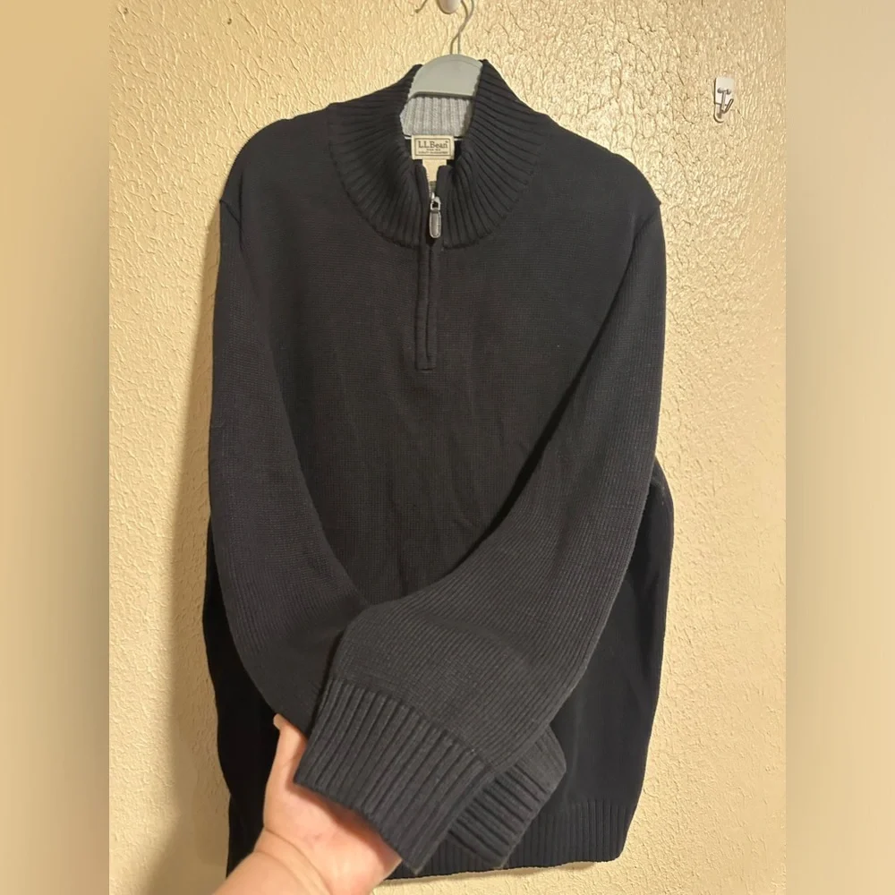 L.L. Bean Quarter Zip Pullover Sweater Size‎ XXL Black
